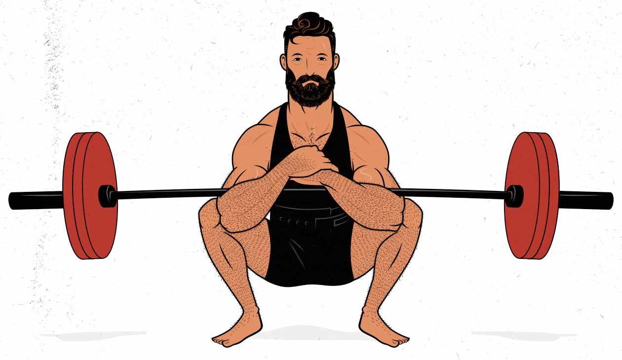 Illustration of a man doing the Zercher squat