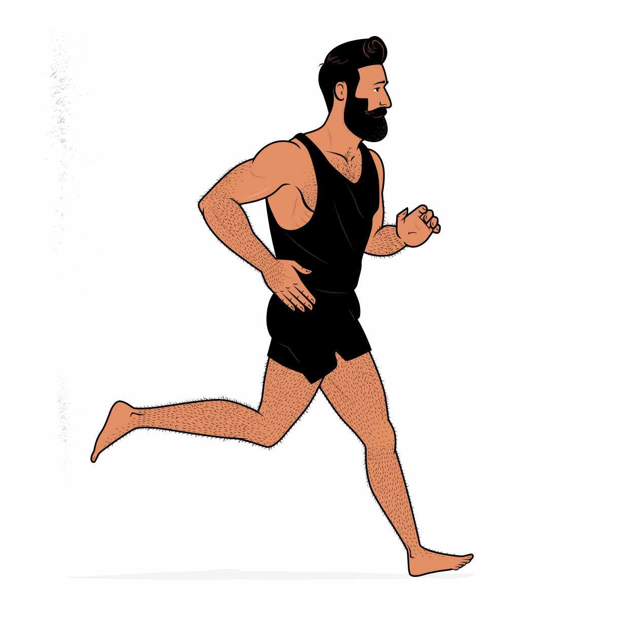 Ilustración de un hombre muscular trotando.