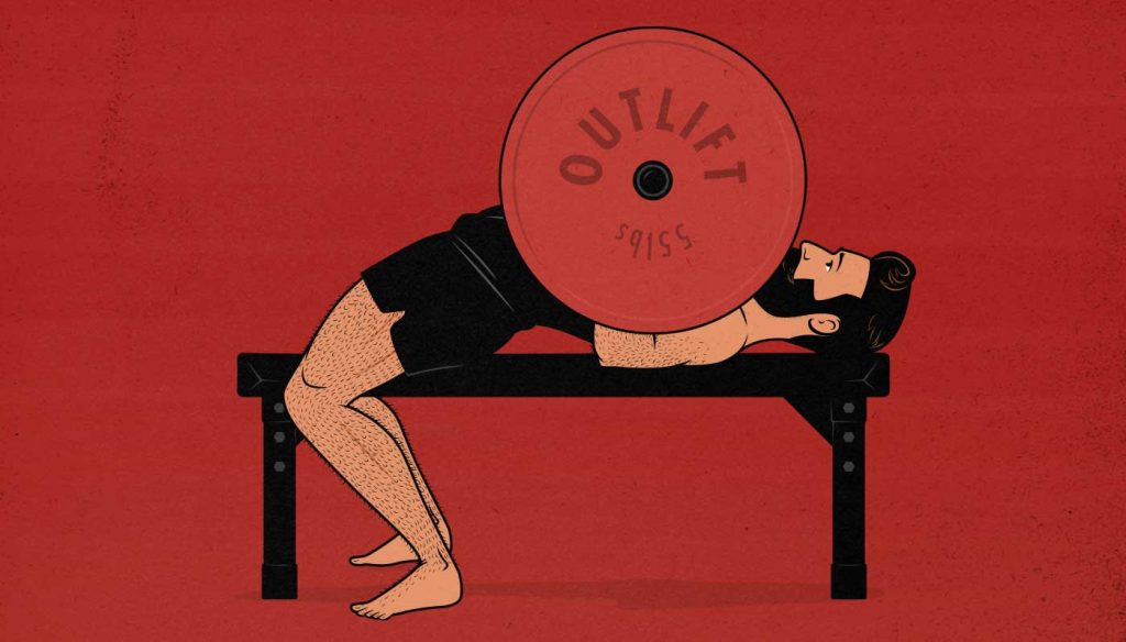 Illustration of a man doing a barbell bench press