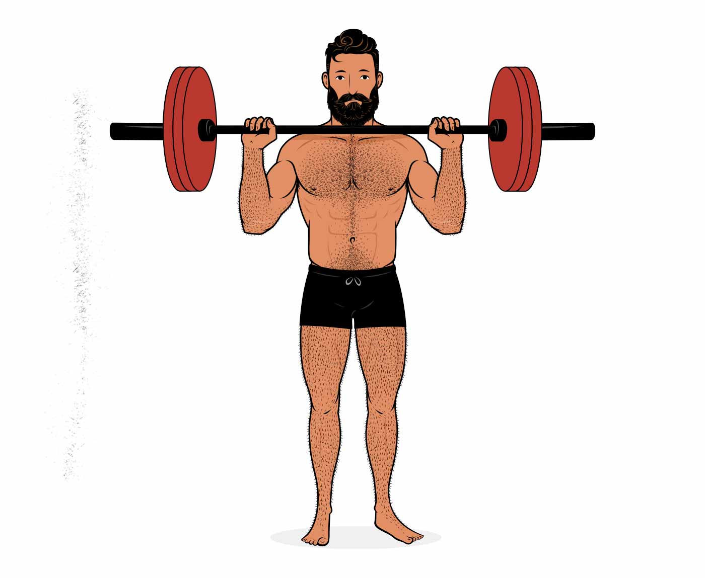 Ilustración de un hombre haciendo un press de hombro con barra