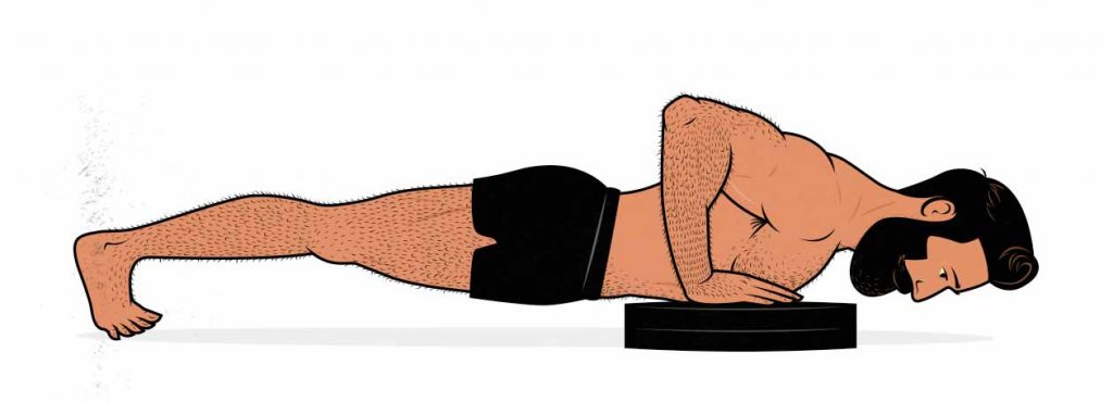 Illustration of a man doing a deficit push-up.