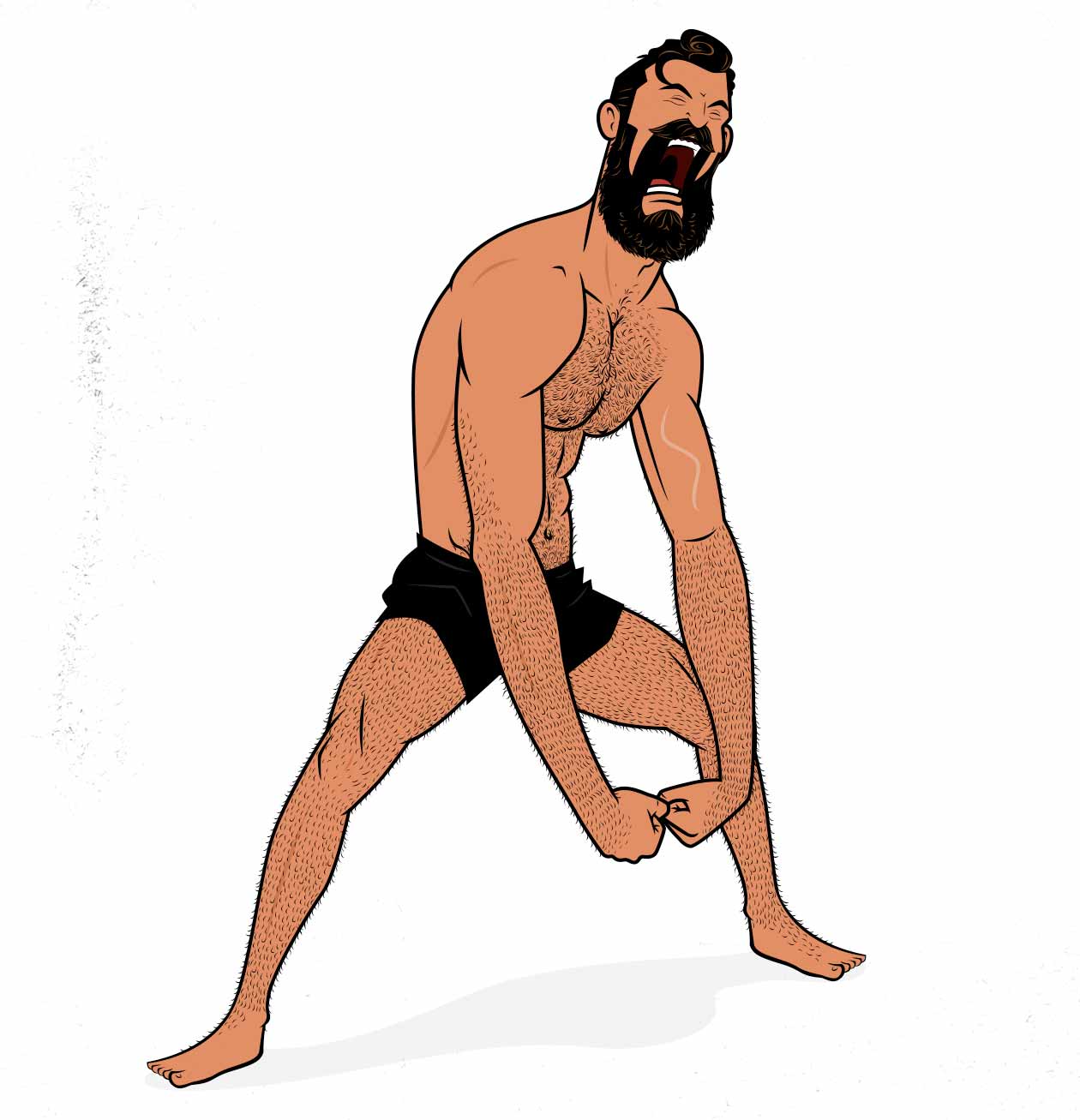 Illustration of a bodybuilder flexing his muscles after doing compound lifts.