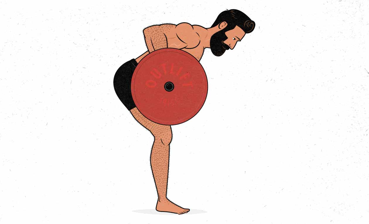 Illustration of a man doing a barbell row.