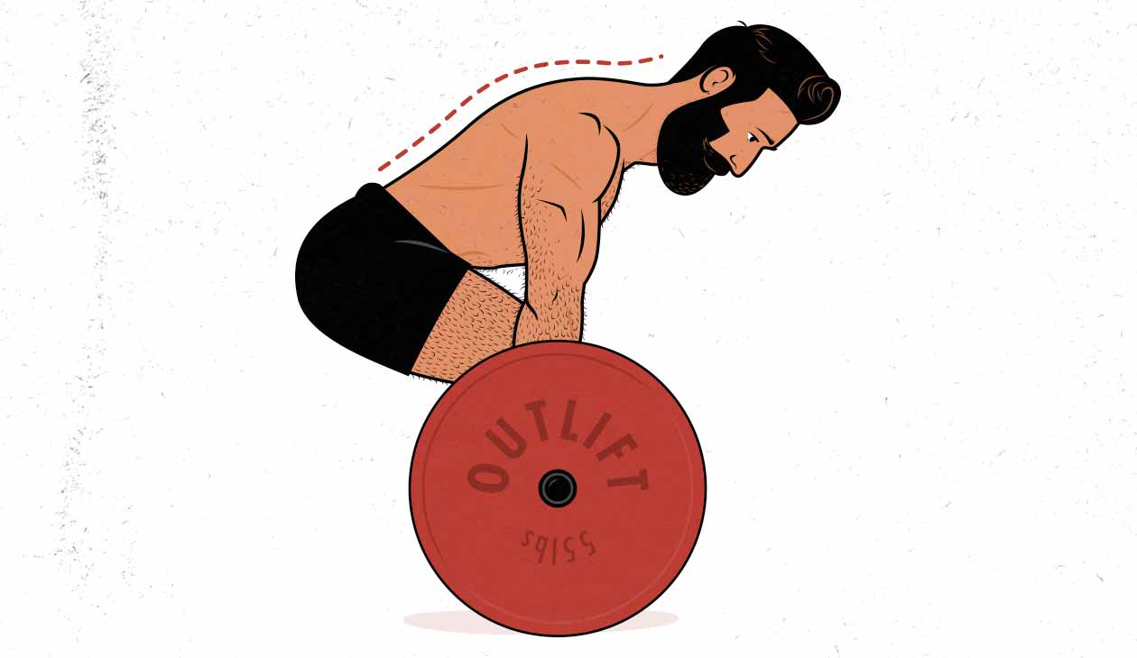 Illustration of a man doing a conventional deadlift.