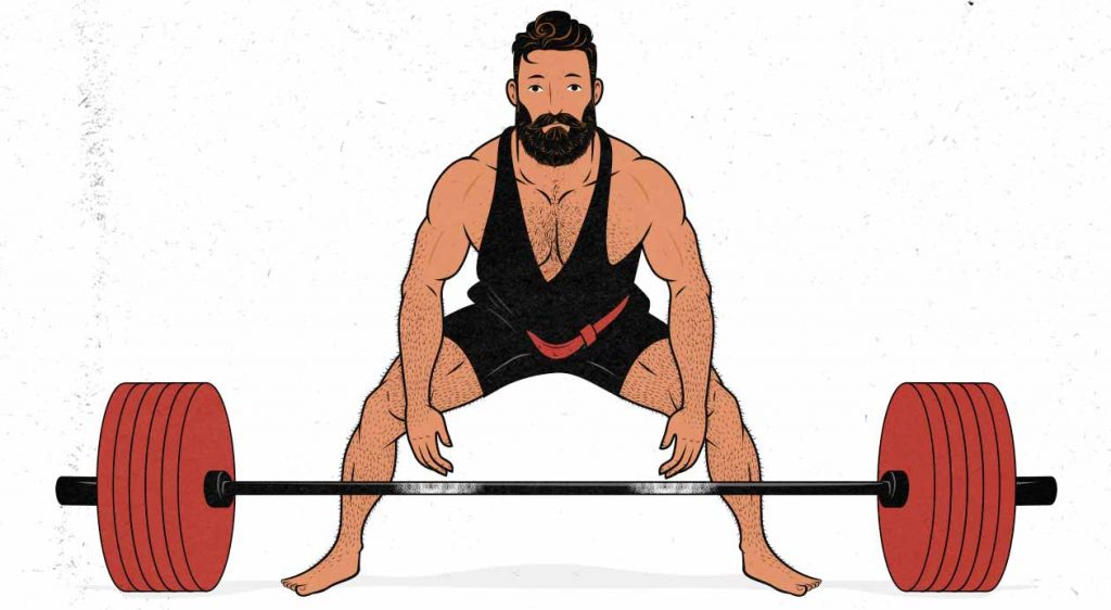 Illustration of a man doing a sumo deadlift