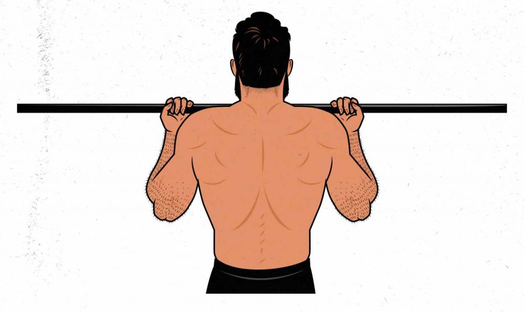 Illustration of a man doing chin-ups