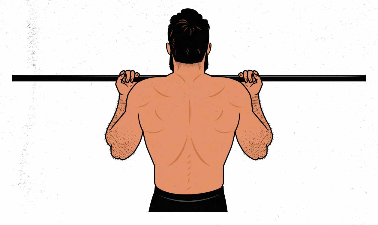 Ilustración de un hombre haciendo chin-ups.