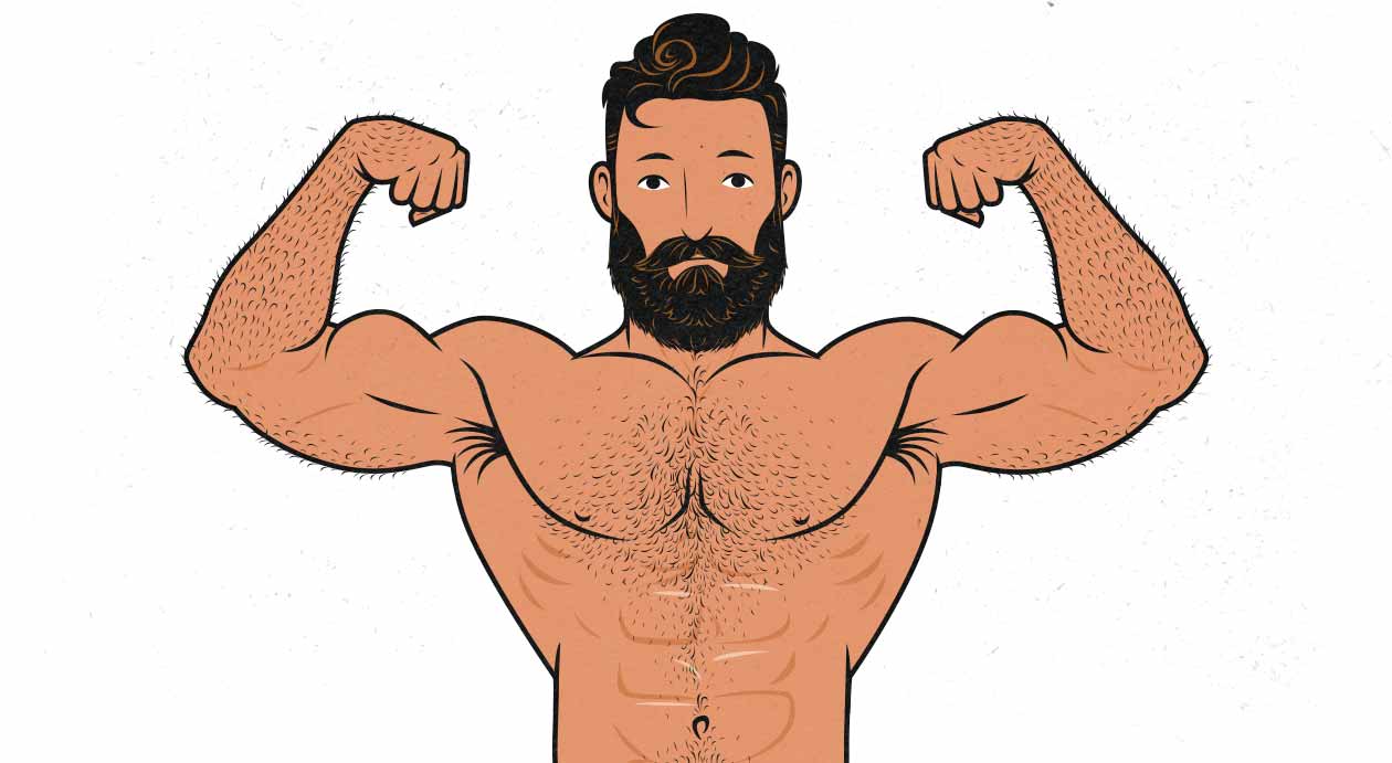 Ilustración de un hombre flexionando sus bíceps