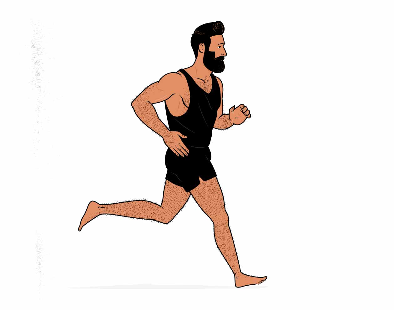 Illustration of a muscular man doing cardio (jogging).