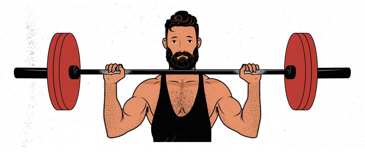 Illustration of a well-rested man lifting weights.