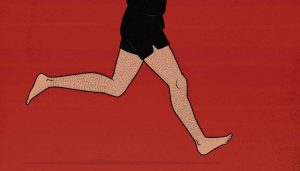 Ilustración de las piernas de un hombre delgado corriendo