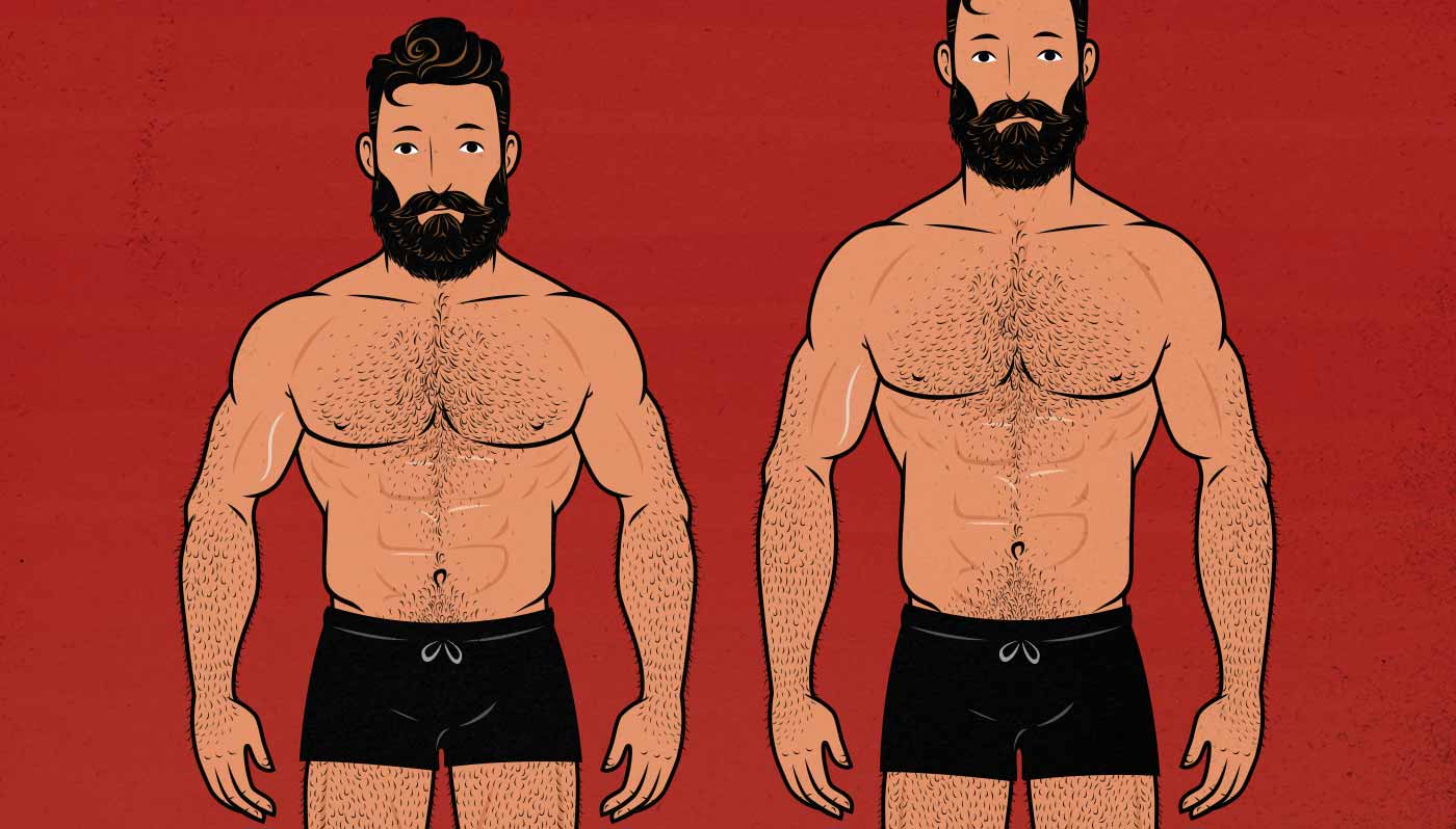 Ilustración de dos hombres con proporciones corporales diferentes