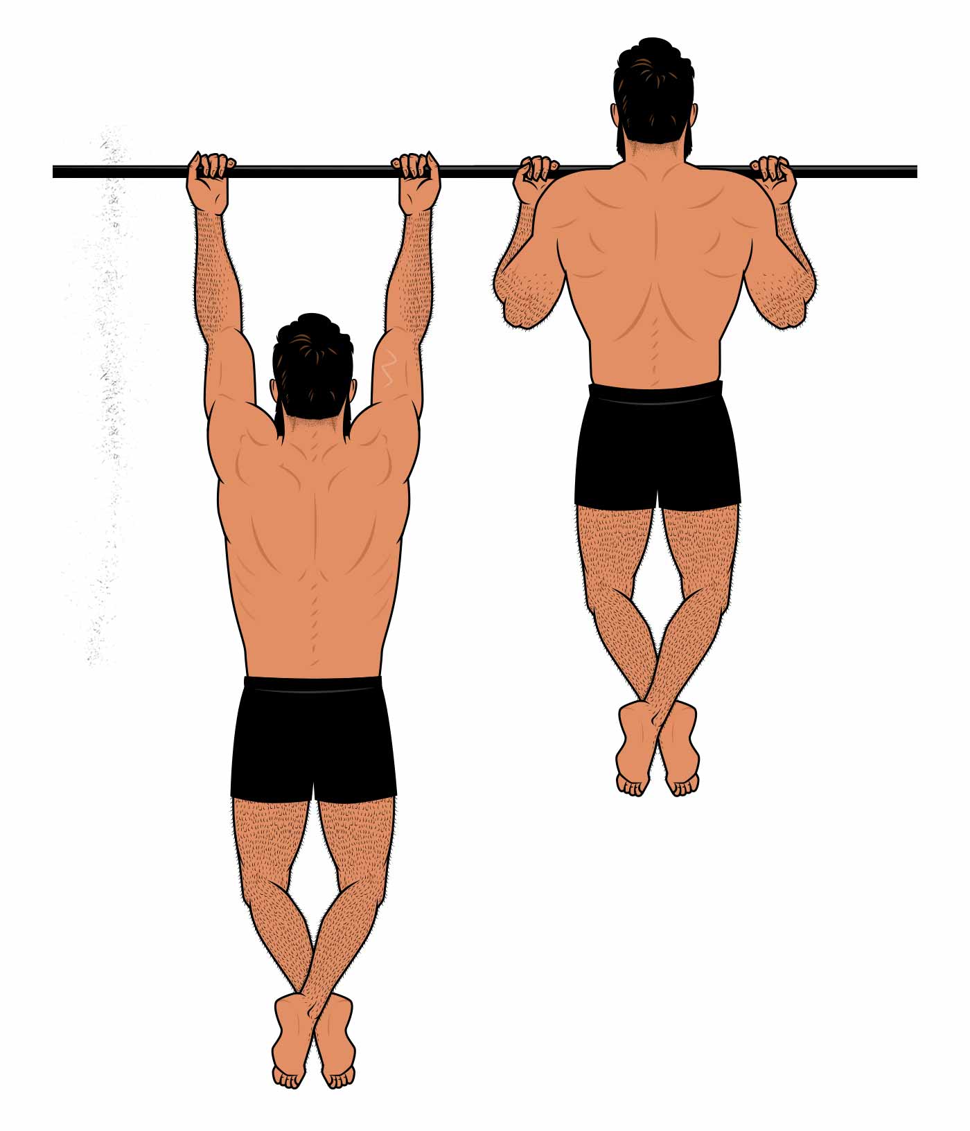 Ilustración de un hombre haciendo un chin-up.