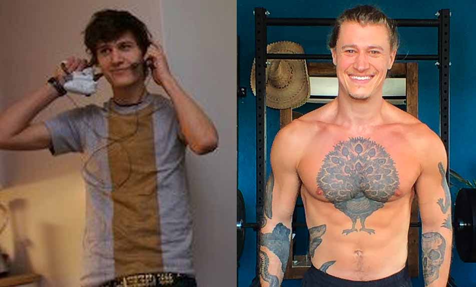 Foto de la transformación de Shane Duquette, de delgado a musculoso.