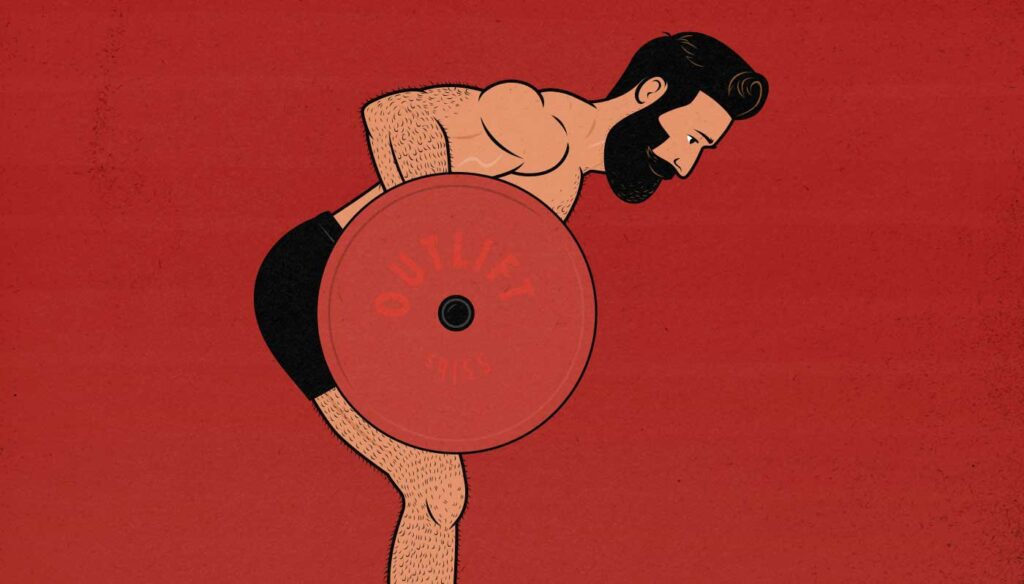 Illustration of a man doing the barbell row.
