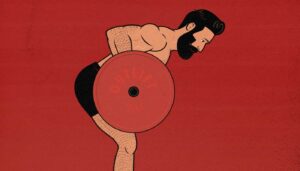 Illustration of a man doing the barbell row.