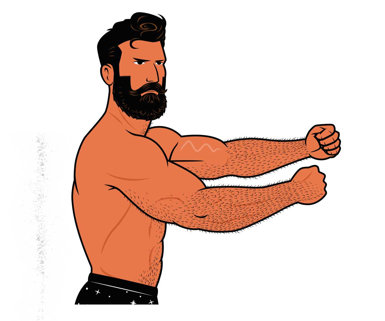 Illustration of a man building bigger forearms with forearm workouts.