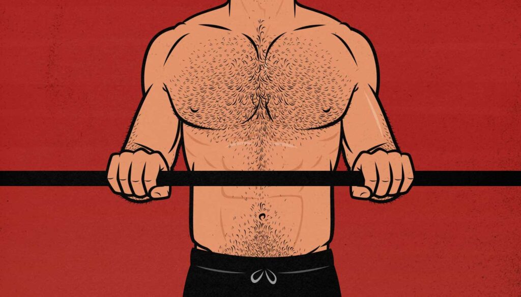 Illustration of a man doing the close-grip bench press