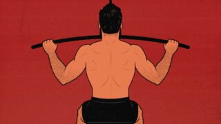 Illustration showing a man doing a lat pulldown.