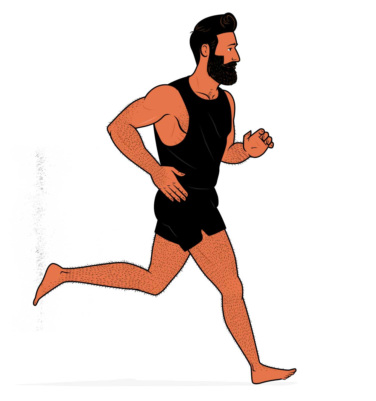 Ilustración de un fisicoculturista haciendo cardio antes de levantar pesas.