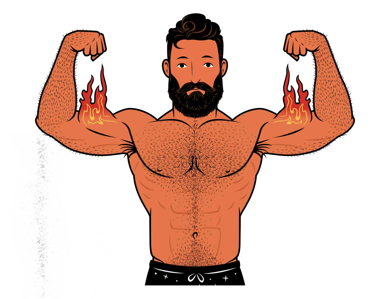 Outlift illustration of a bodybuilder flexing his biceps.