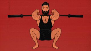 Illustration of a bodybuilder doing some light warm-up sets before doing his heavier weight training.