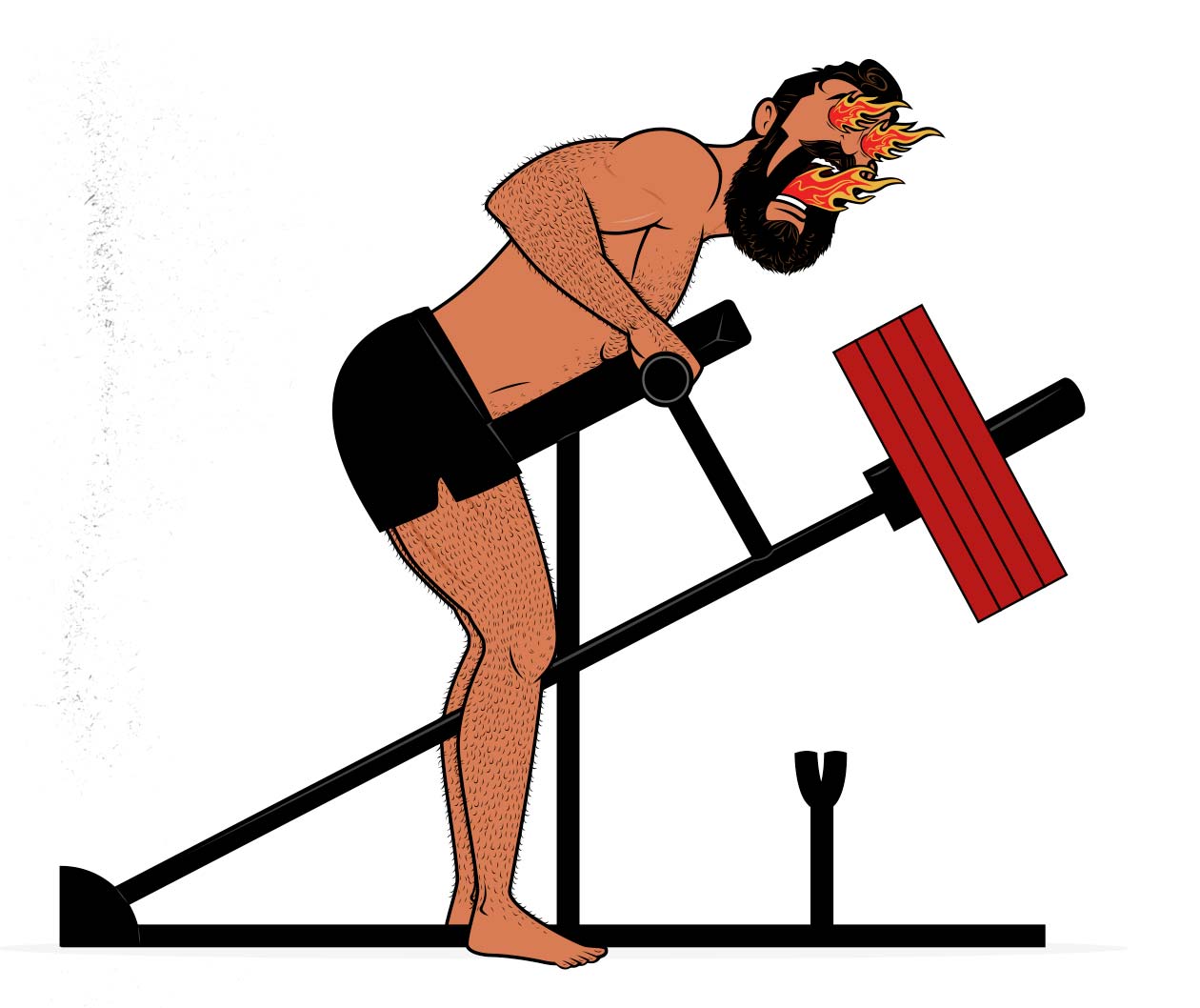 Illustration of a bodybuilder doing high-intensity training (HIT) to build muscle.