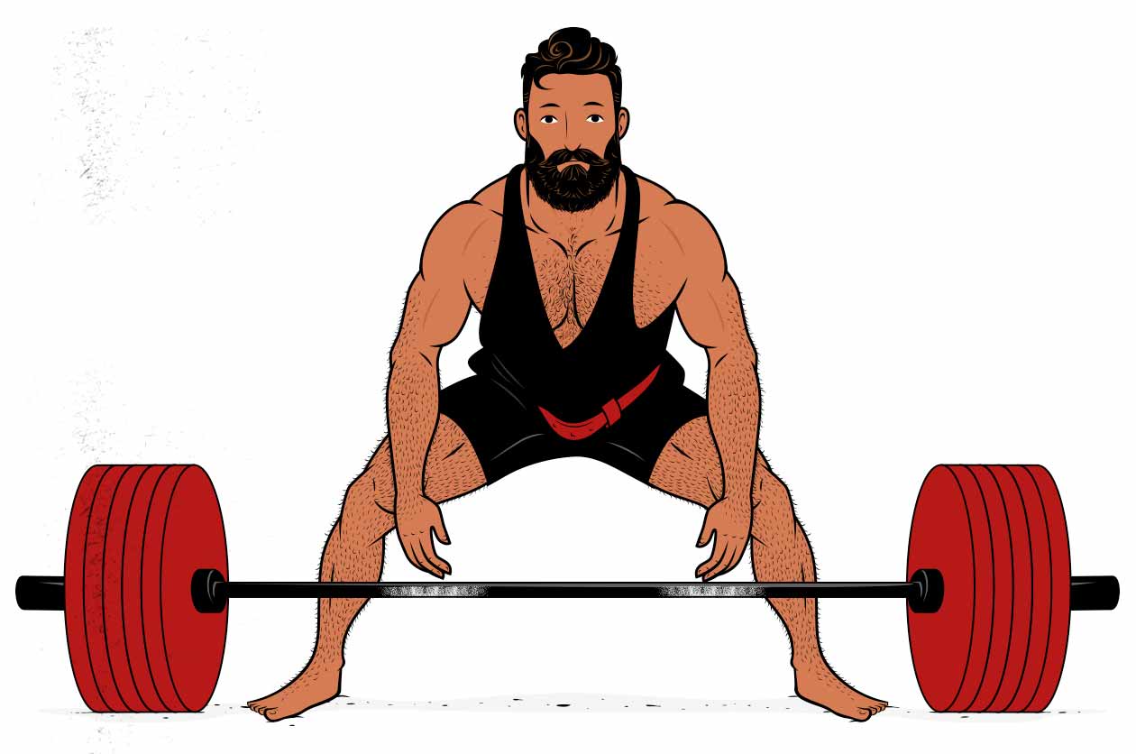 Outlift illustration of a bodybuilder progressively overloading the deadlift to gain muscle size and strength.