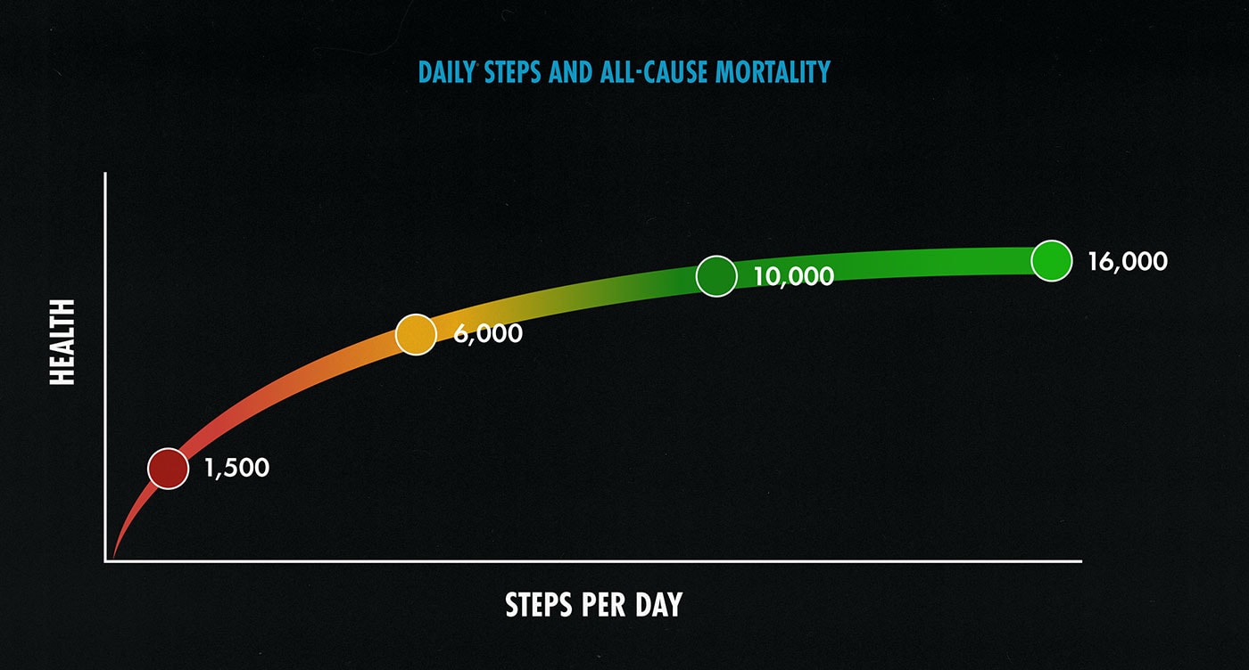 Study graph showing that walking is a good type of cardio for general health.