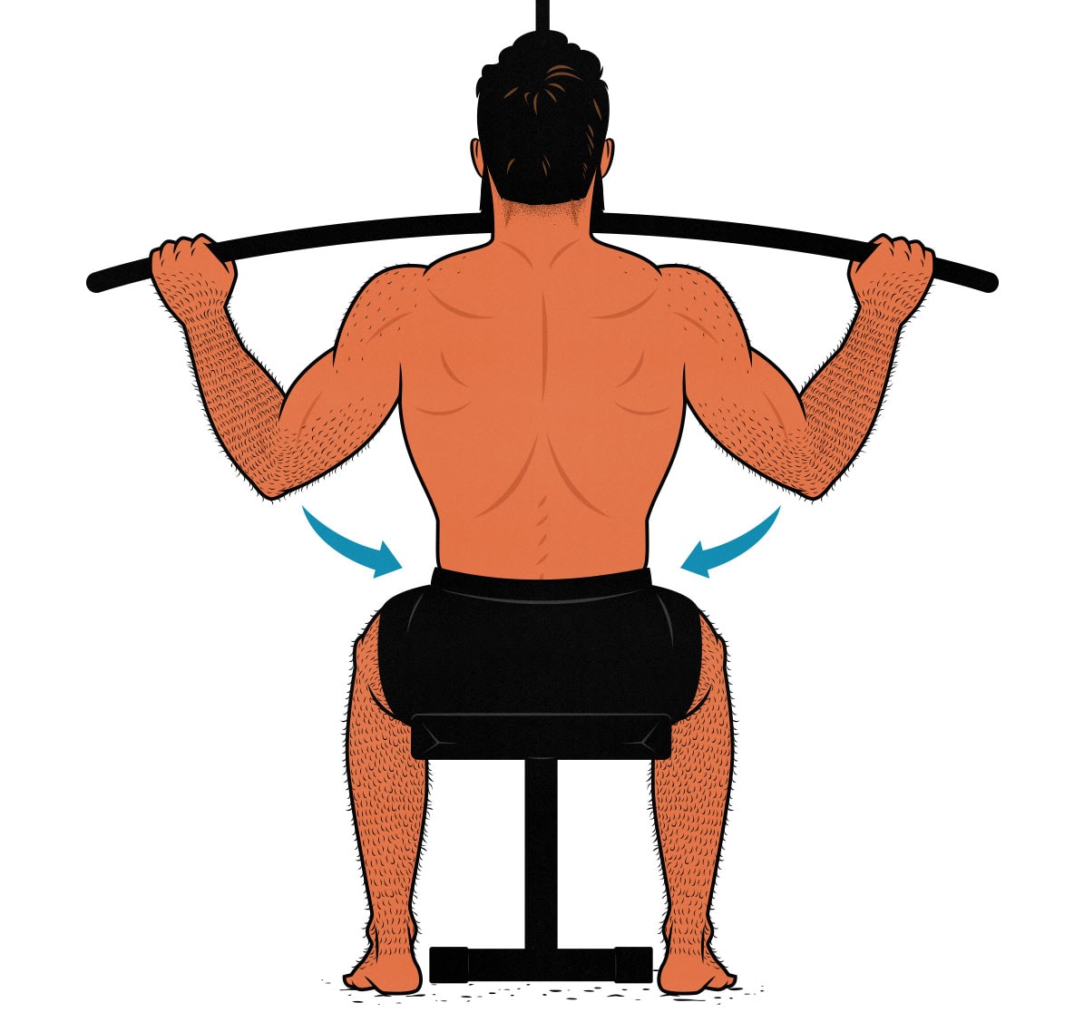 Illustration of a bodybuilder doing lat pulldowns instead of pull-ups.