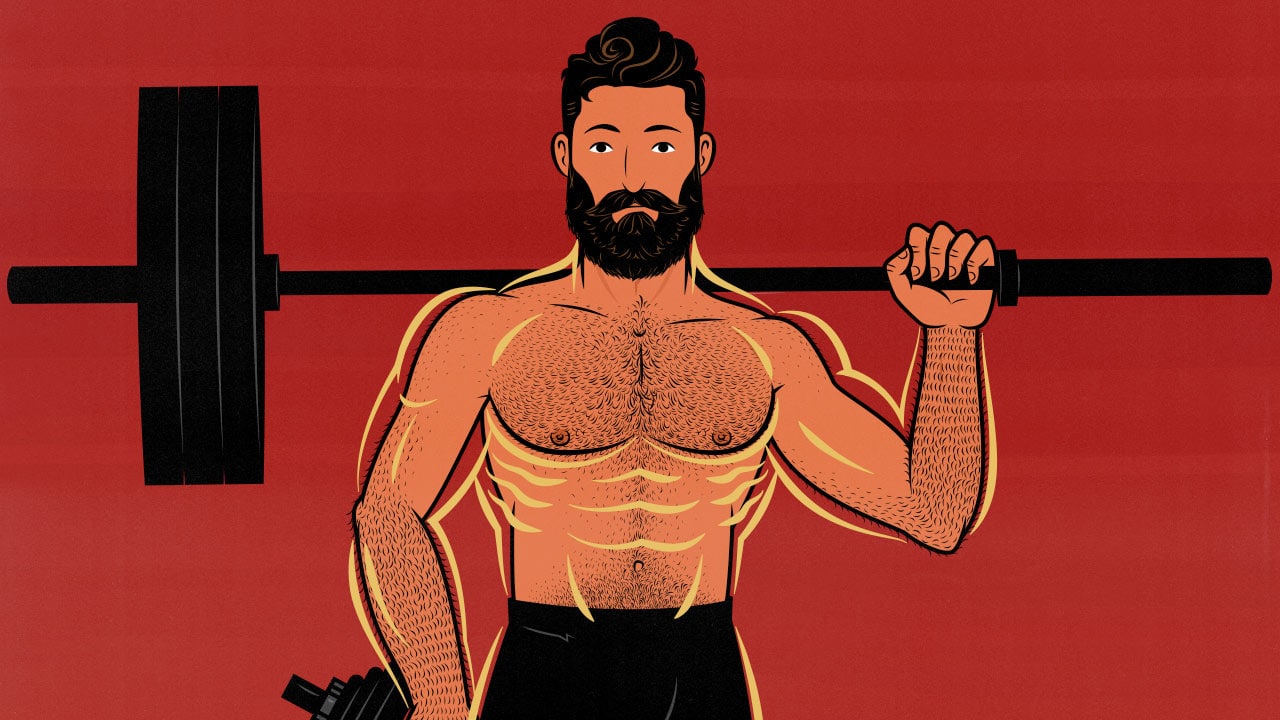 Illustration of a lifter doing a 5-day workout split to build more muscle.