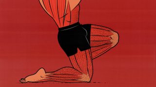 Illustration of a weight lifter flexing their leg muscles during a Leg Day workout.