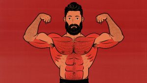 Illustration of a lifter flexing his chest muscles during his Push Day workout.