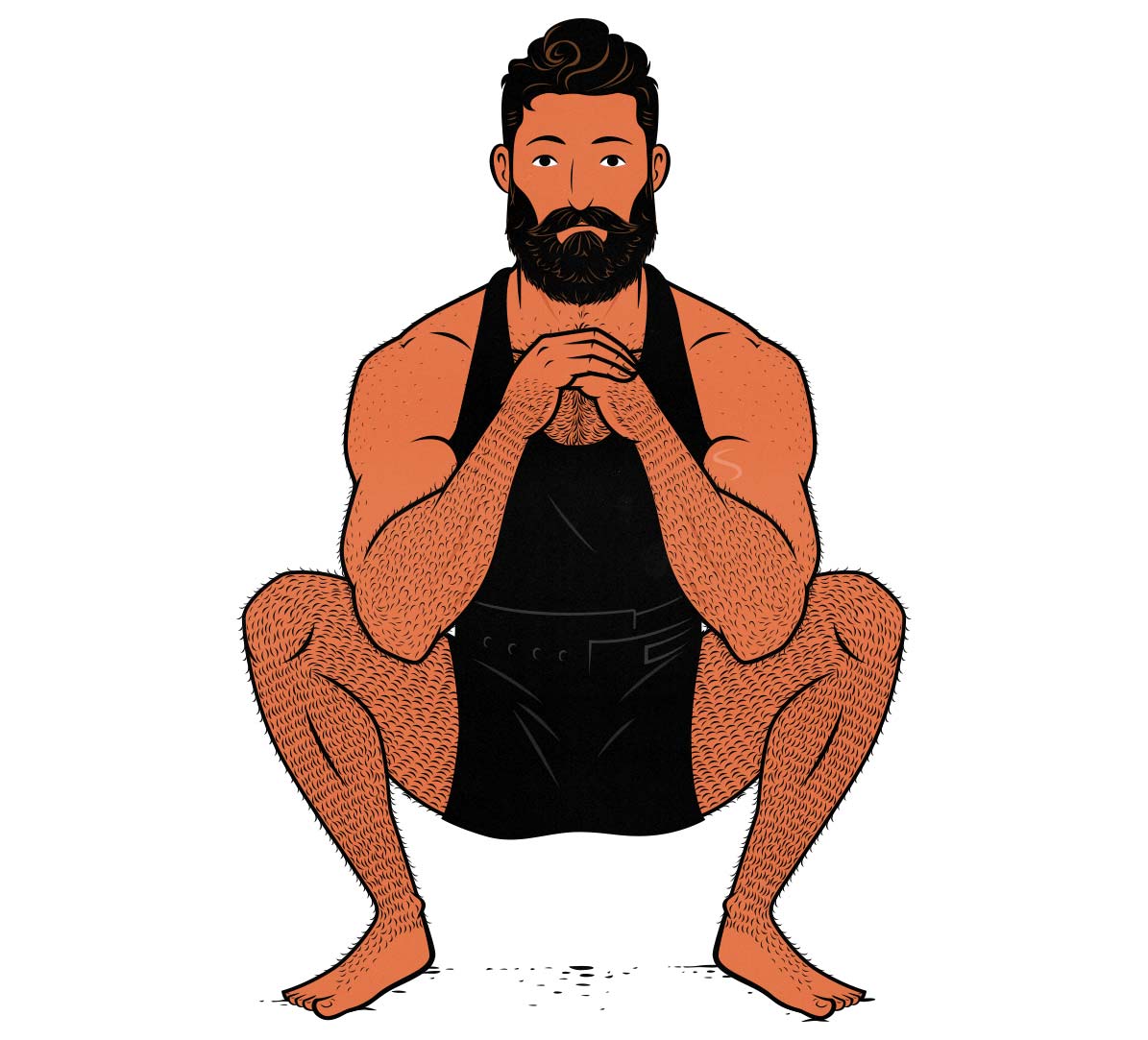 Illustration of a man doing air squats to build muscle.