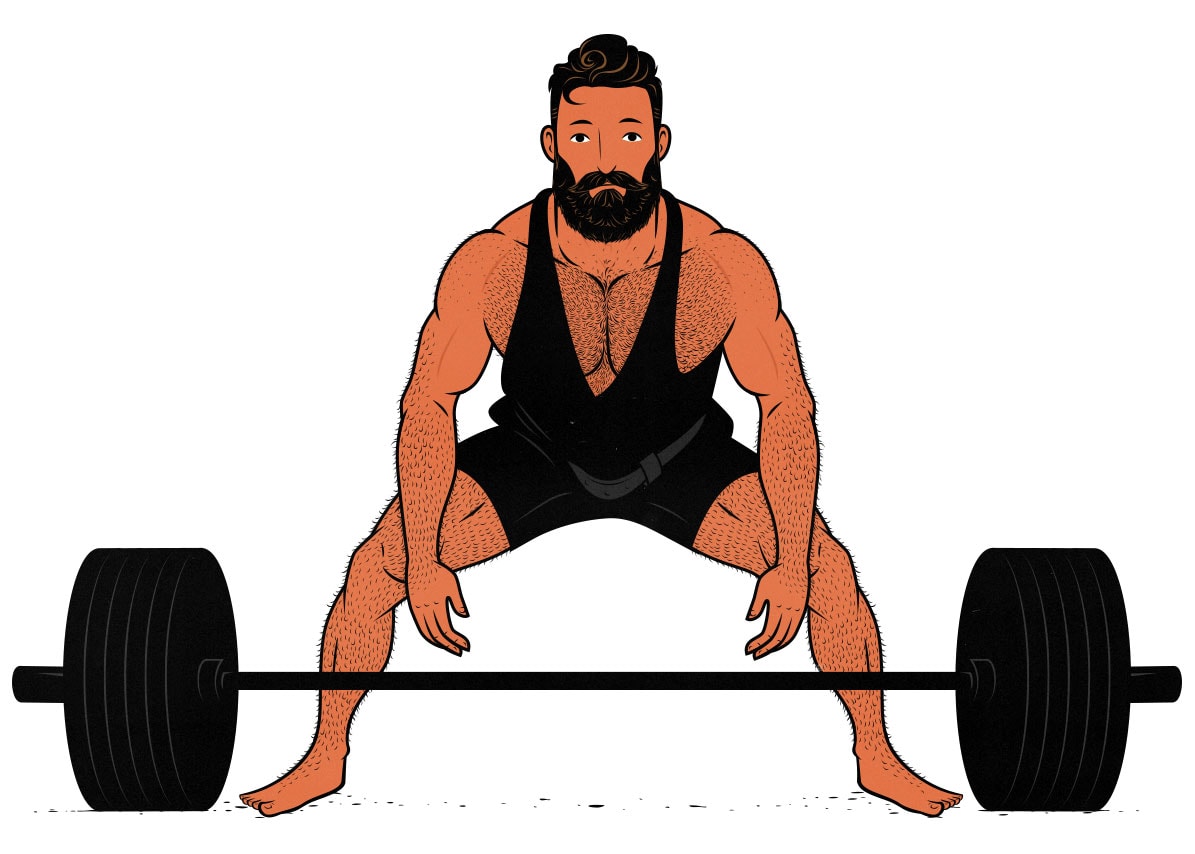 Illustration of a bodybuilder deadlifting in his 5-day workout split.
