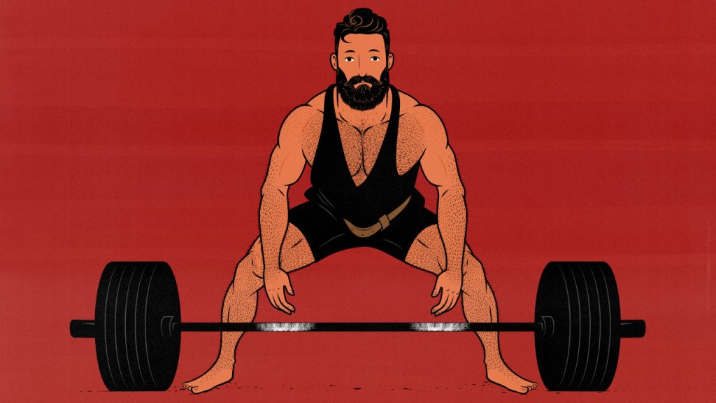 Illustration of a weight lifter doing compound exercises to gain muscle and strength.