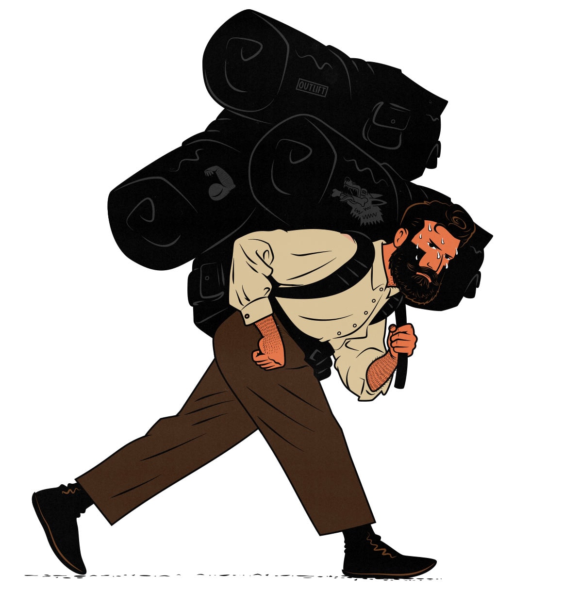 Illustration of a man learning how to ruck for his cardiovascular fitness.