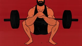 Illustration of an athlete doing a squat workout to build a bigger and stronger lower body.