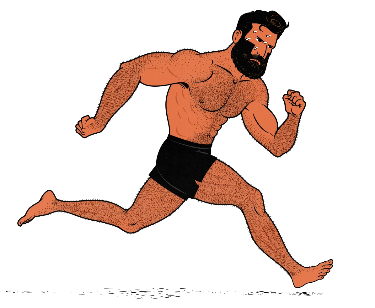 Illustration of a man doing a sprint workout to improve his athletic performance.
