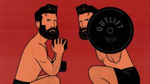 Illustration of two bodybuilders doing hack dumbbell and barbell hack squat alternatives.