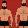 Ilustración de dos hombres con proporciones corporales diferentes
