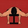 Illustration showing a muscular bodybuilder doing a dumbbell fly.